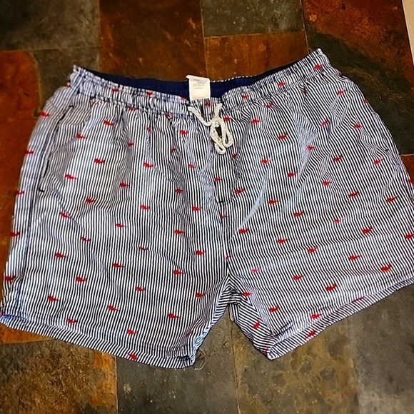 Men's XL Exist Swim Trunks Whales Stripes - Picture 1 of 8